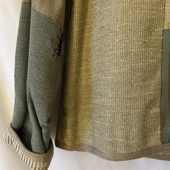 Max & Mabel Size Large Patchwork Boutique Blazer Button Front Silk Blend Top - Picture 12 of 13